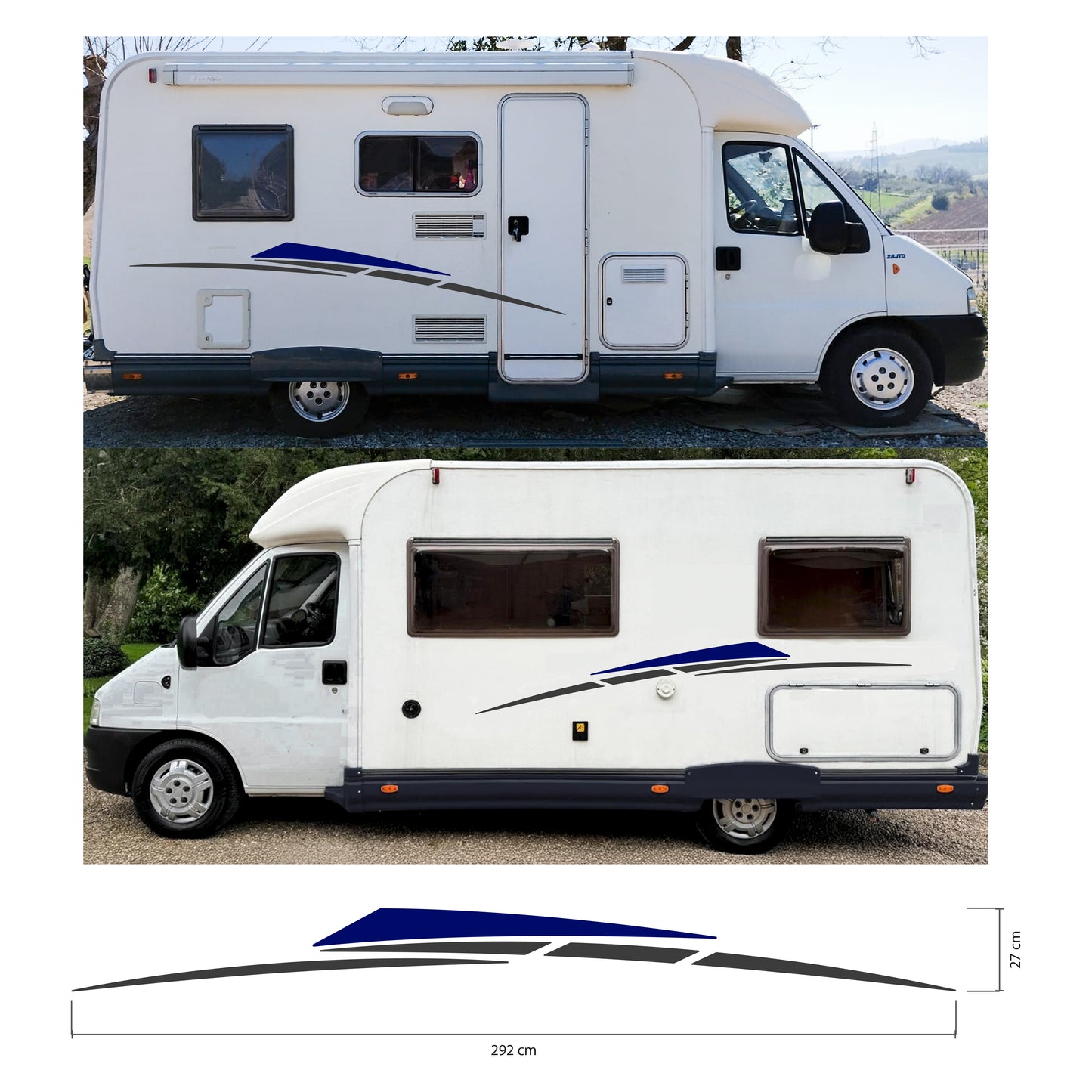 Sticker for Camper SUNSET SEA PALM TREES (2 piece kit)