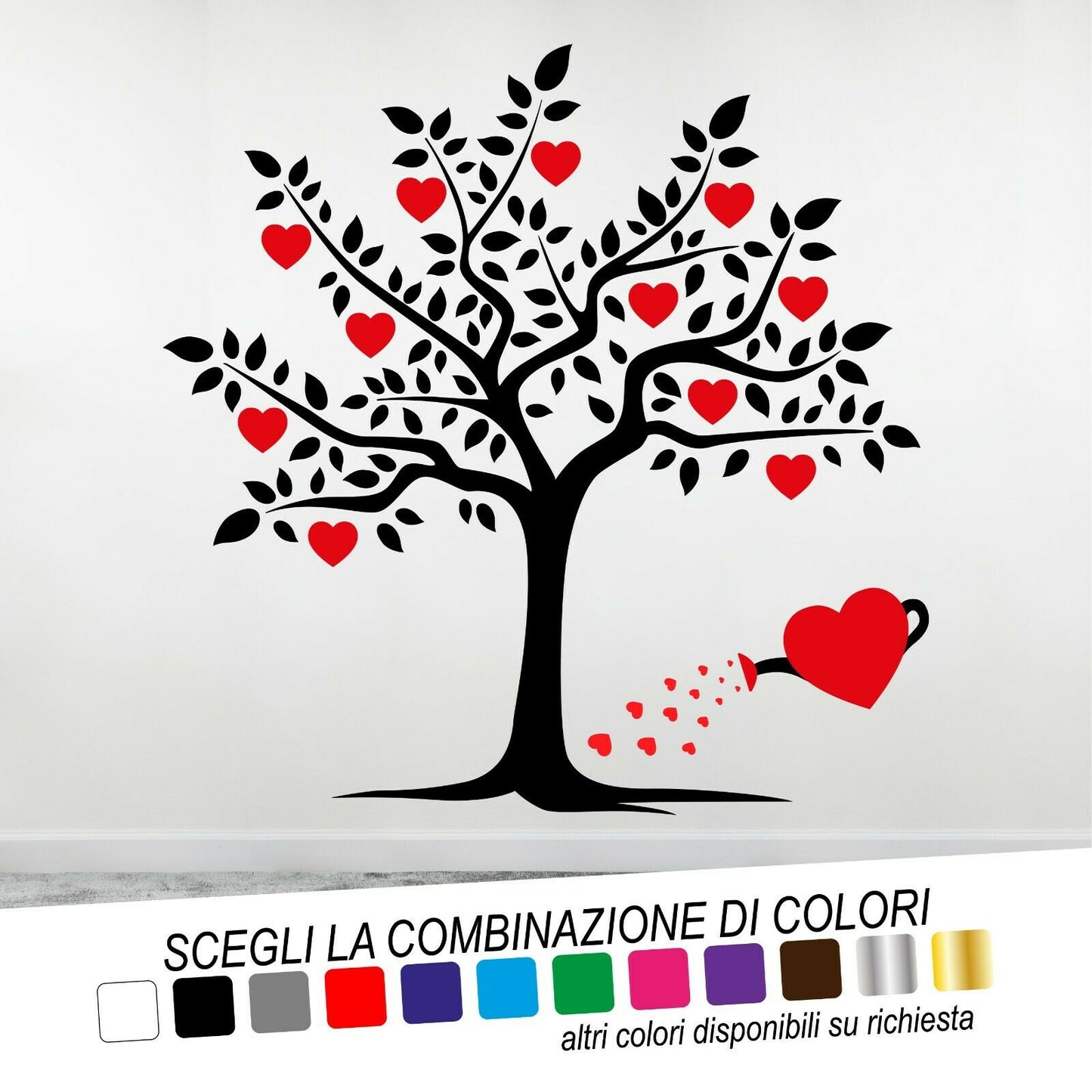 Adesivo Murale ALBERO DELLA VITA CUORI - tarasartigrafiche