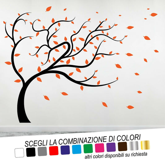 Adesivo Murale ALBERO VENTO FOGLIE 2 - tarasartigrafiche