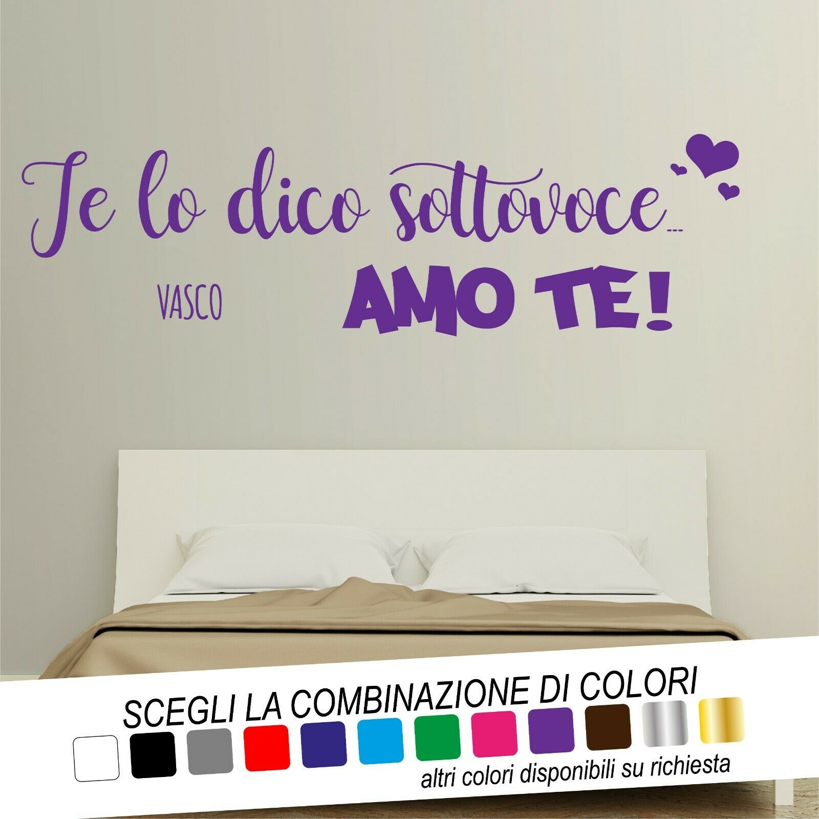 Adesivo Murale TE LO DICO SOTTOVOCE AMO TE (Vasco Rossi) - tarasartigrafiche