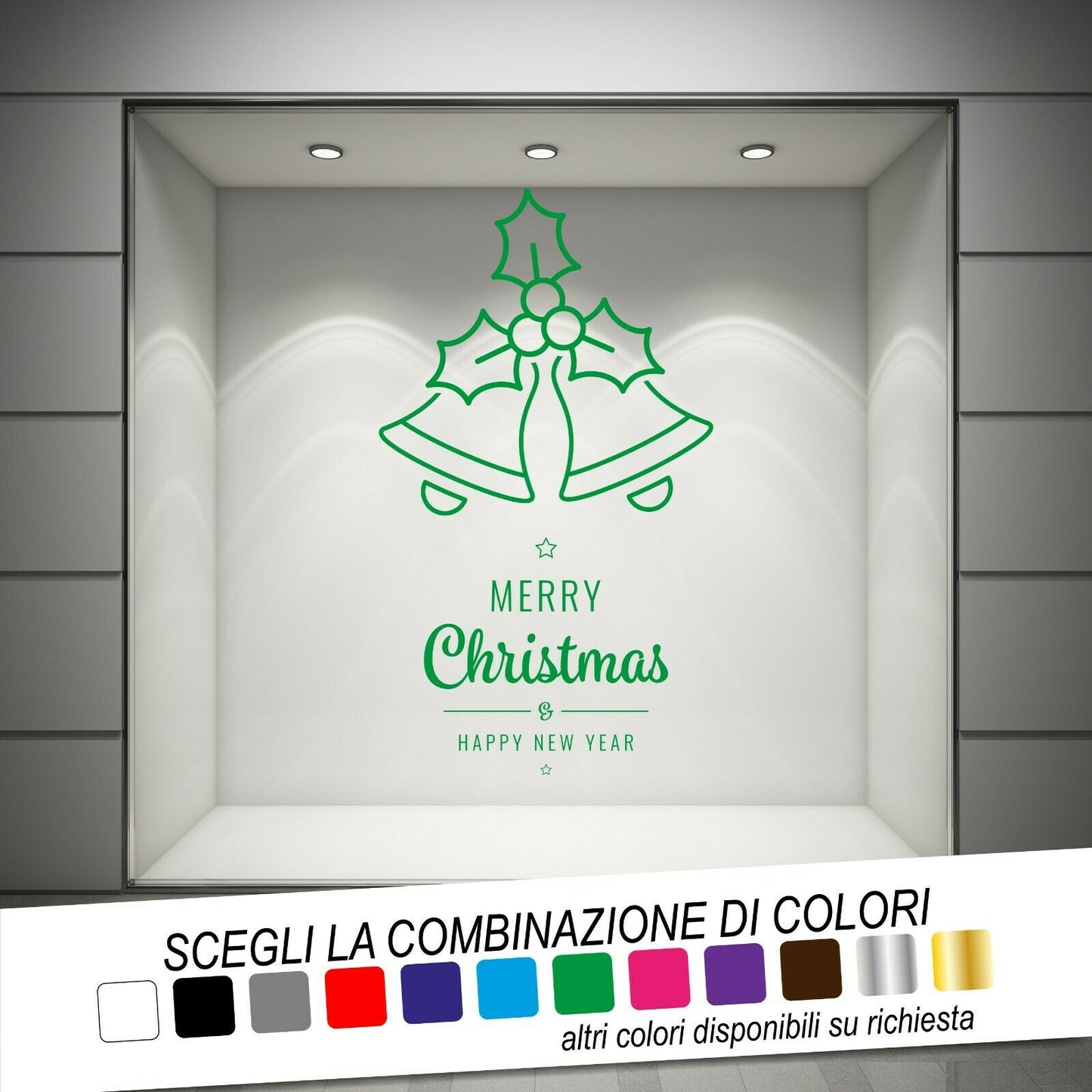 Adesivo per Allestimento Vetrine NATALE CAMPANE MERRY CHRISTMAS - tarasartigrafiche