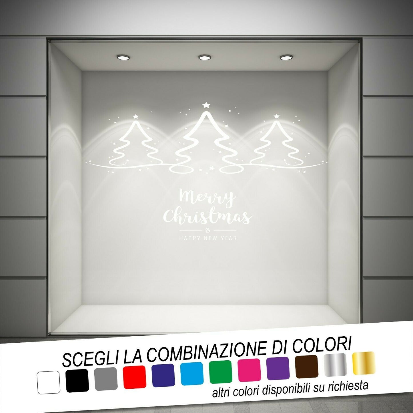 Adesivo per vetrine NATALE ALBERI MERRY CHRISTMAS - tarasartigrafiche