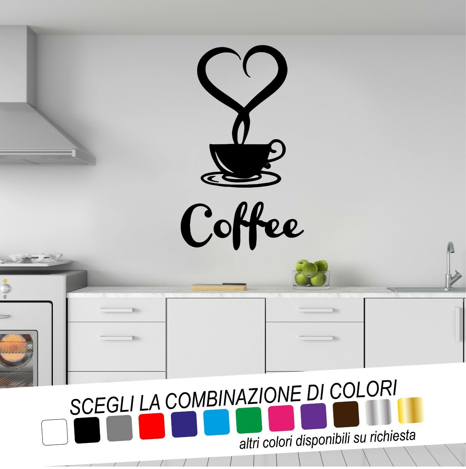 Adesivo Murale COFFEE TAZZA CUORE - tarasartigrafiche