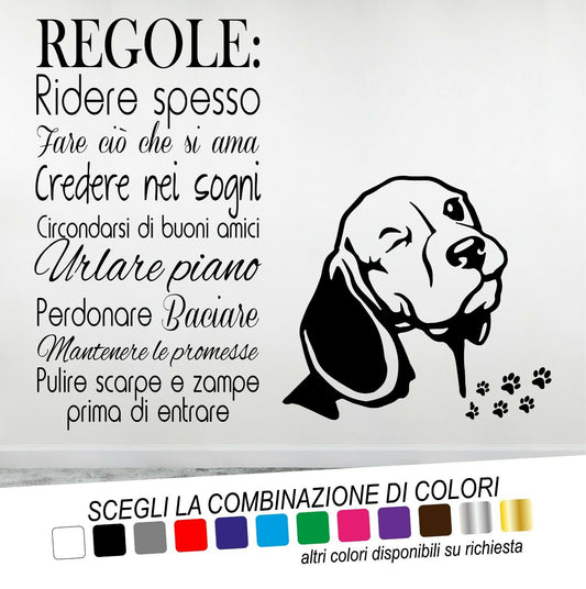 Adesivo Murale REGOLE CASA CANE OCCHIOLINO - tarasartigrafiche