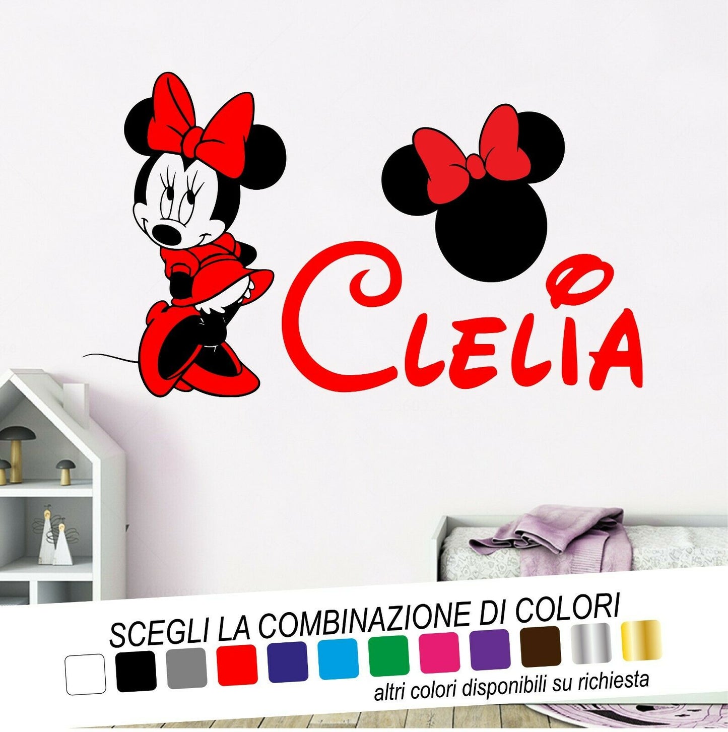 Adesivo Murale MINNIE NOME - tarasartigrafiche