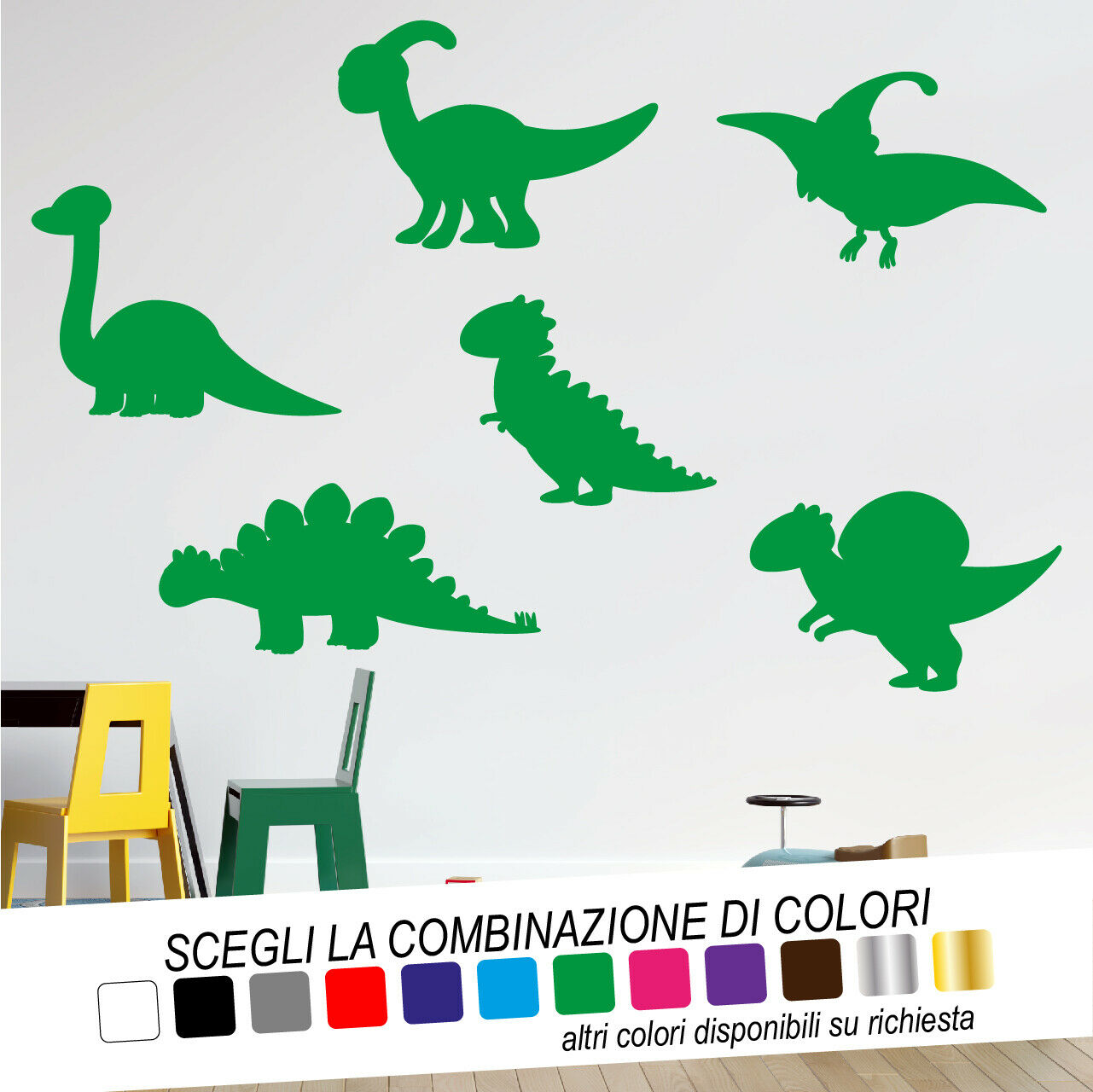 Adesivo Murale SAGOME DINOSAURI - tarasartigrafiche