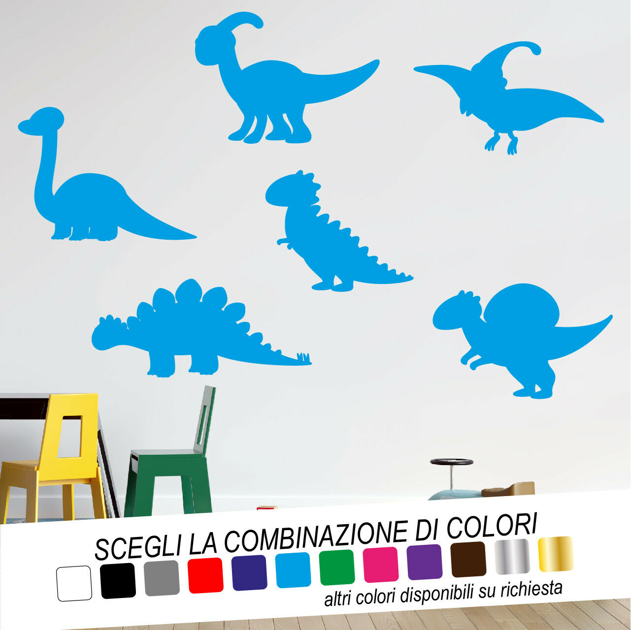 Adesivo Murale SAGOME DINOSAURI - tarasartigrafiche