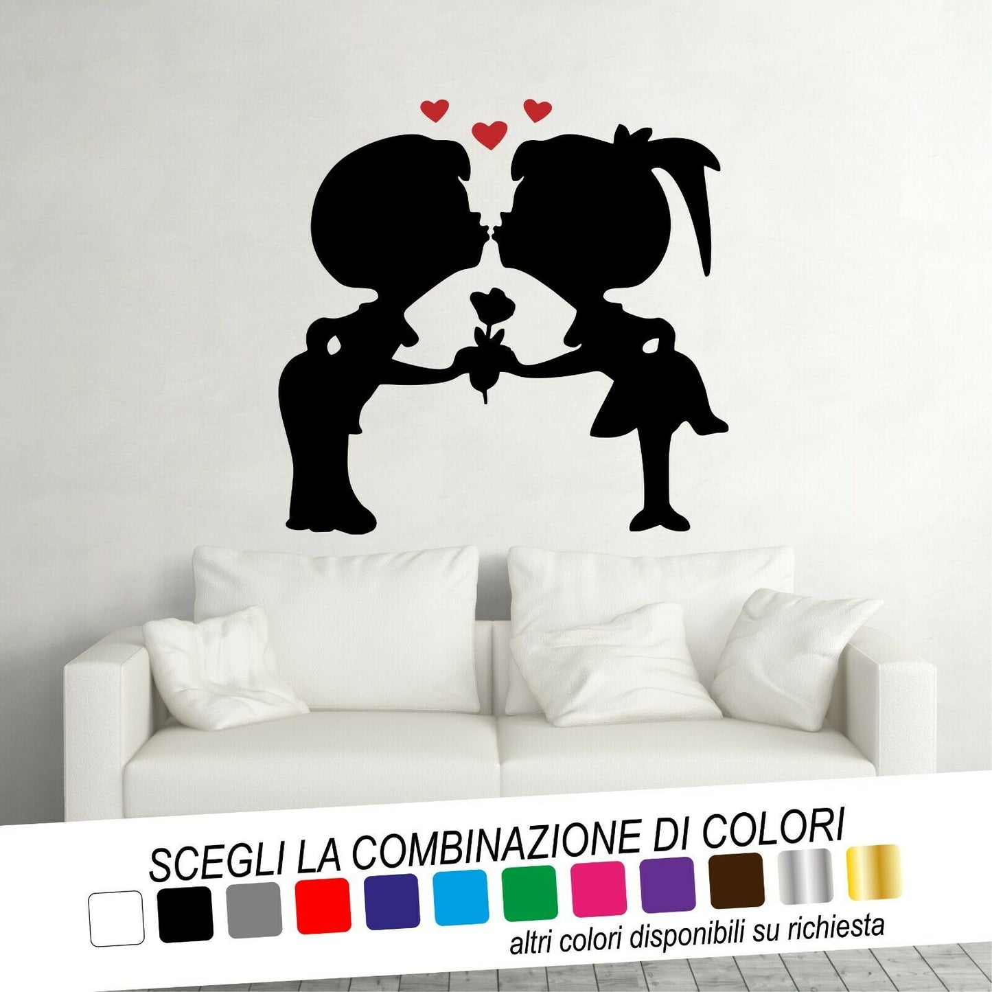 Adesivo Murale BACIO CUORI - tarasartigrafiche