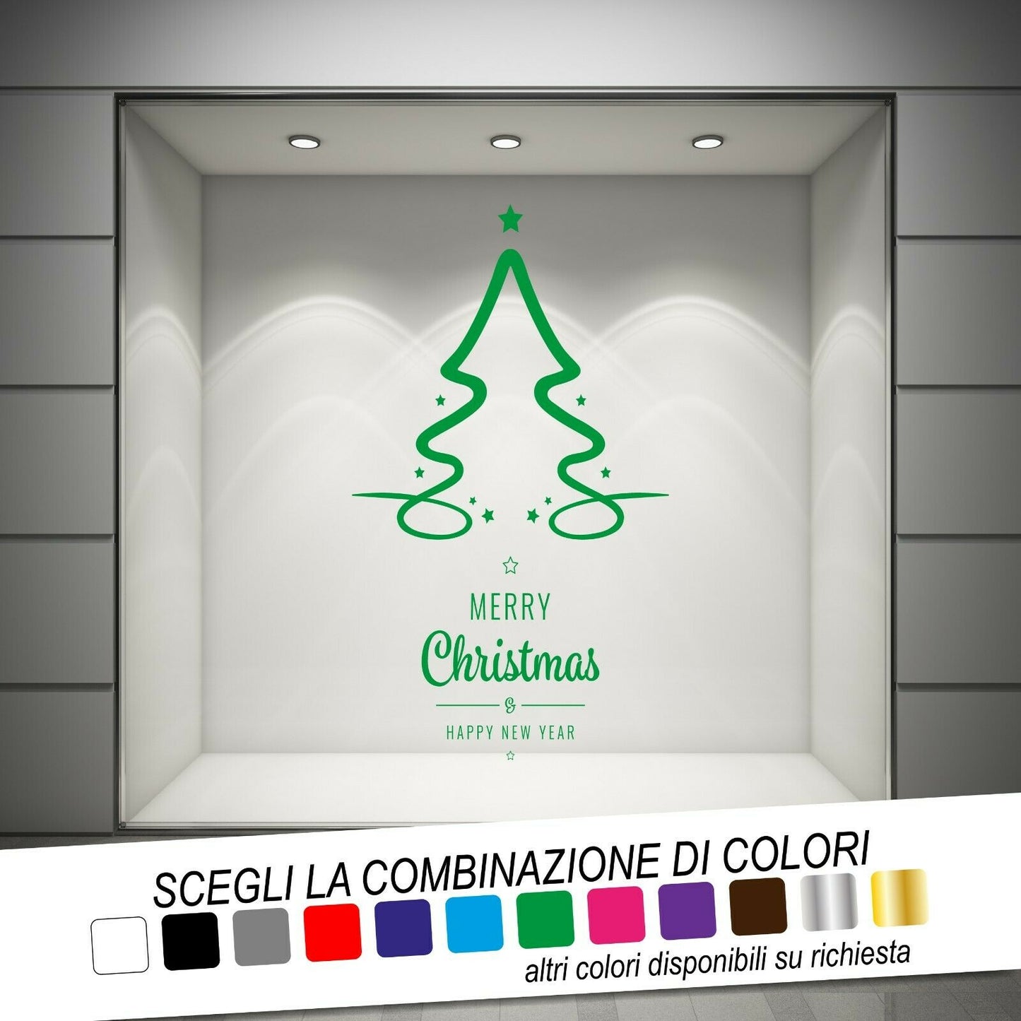 Adesivo per Allestimento Vetrine NATALE ALBERO MERRY CHRISTMAS - tarasartigrafiche