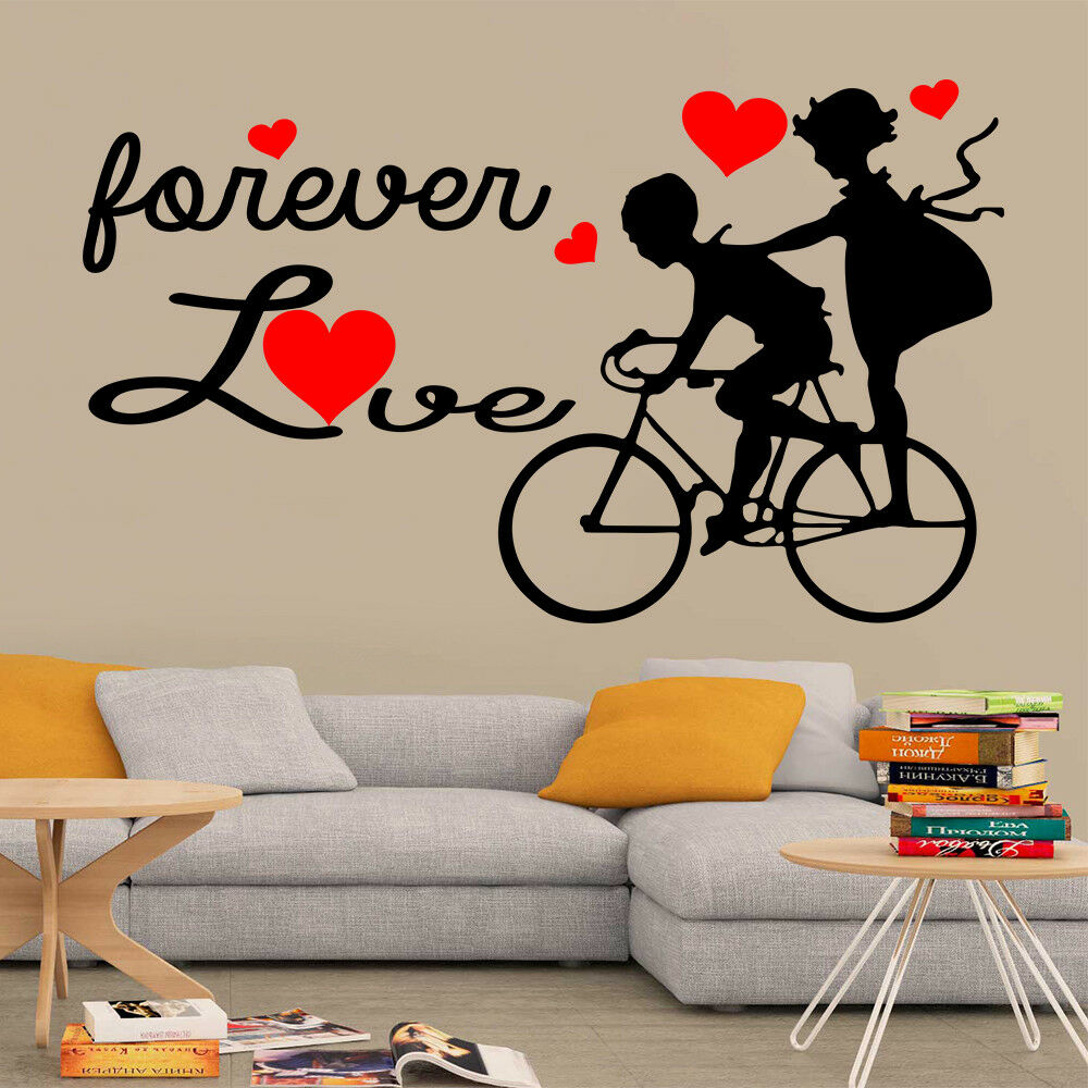 Adesivo Murale FOREVER LOVE BICICLETTA CUORI - tarasartigrafiche