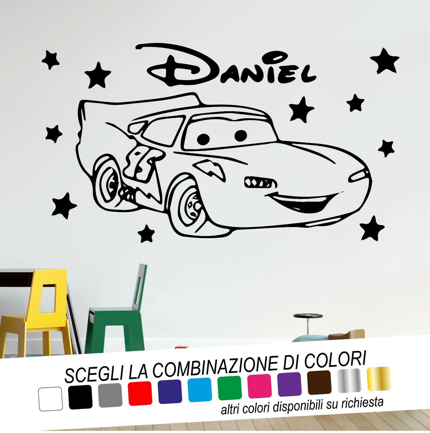 Adesivo Murale CARS SAETTA MCQUEEN NOME - tarasartigrafiche