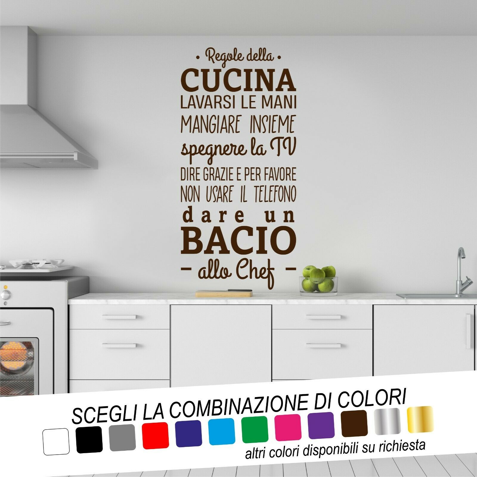 Adesivo Murale REGOLE CUCINA BACIO CHEF - tarasartigrafiche