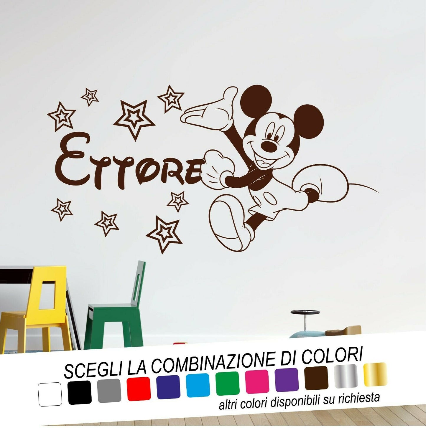 Adesivo Murale TOPOLINO STELLE NOME - tarasartigrafiche