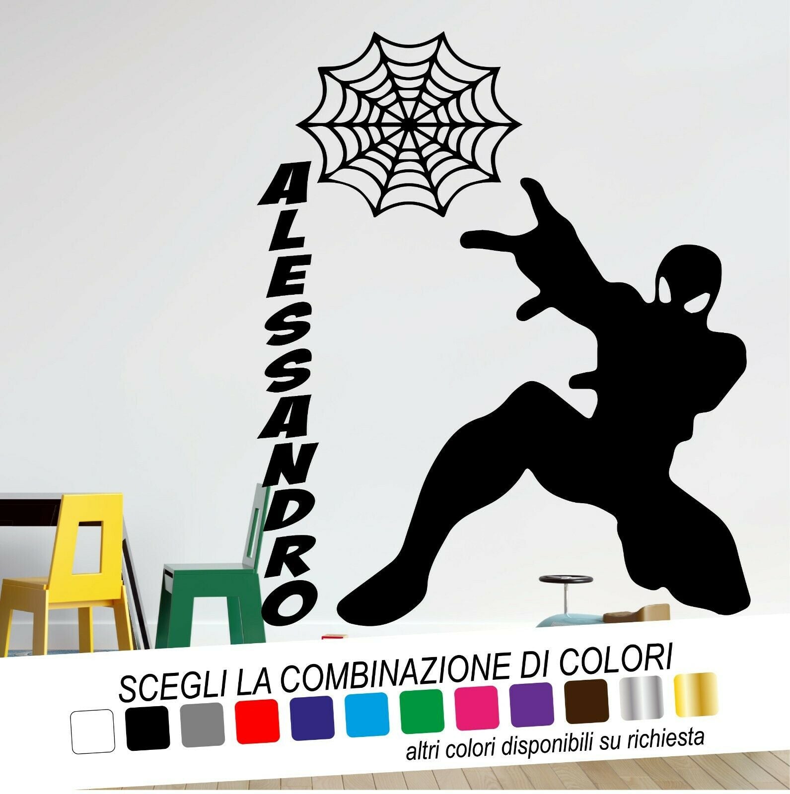 Adesivo Murale SPIDERMAN NOME - tarasartigrafiche