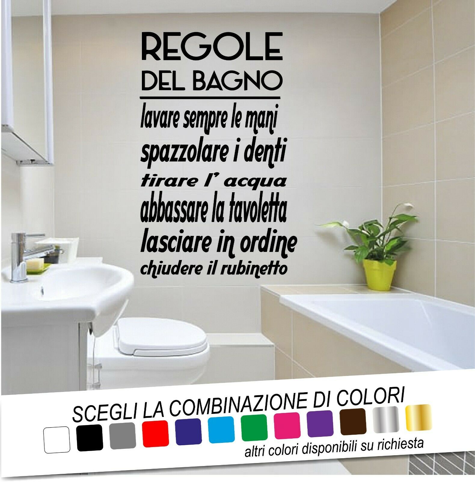 Adesivo Murale REGOLE DEL BAGNO 2 - tarasartigrafiche