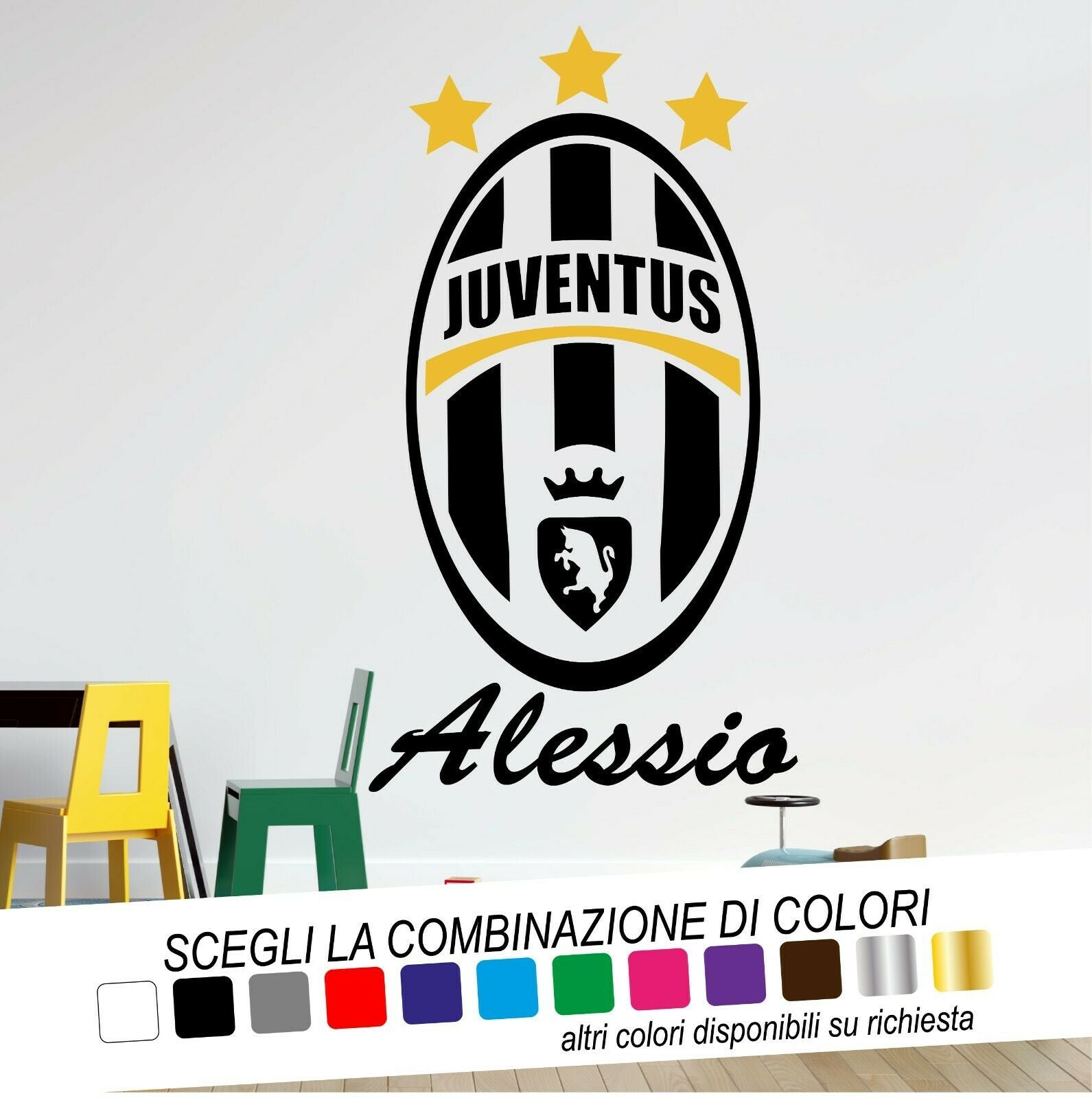 Adesivo Murale LOGO JUVENTUS NOME - tarasartigrafiche