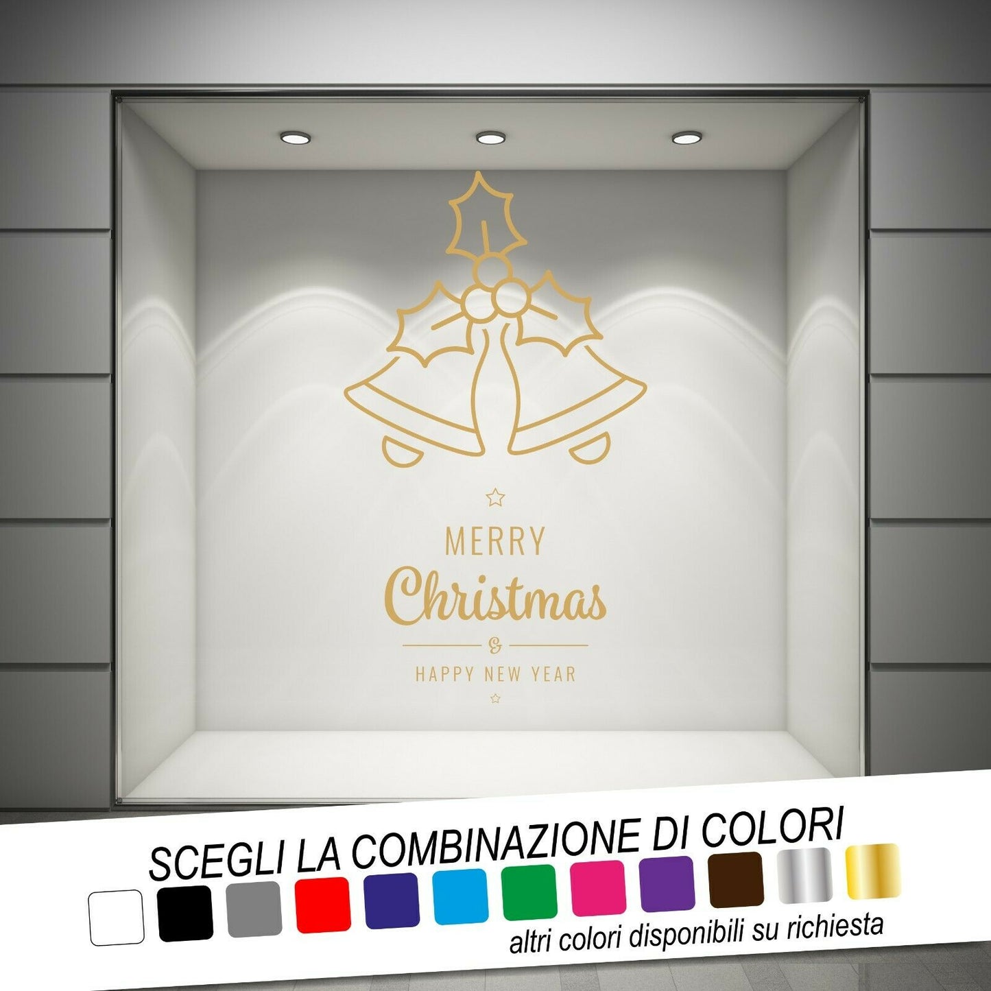 Adesivo per Allestimento Vetrine NATALE CAMPANE MERRY CHRISTMAS - tarasartigrafiche