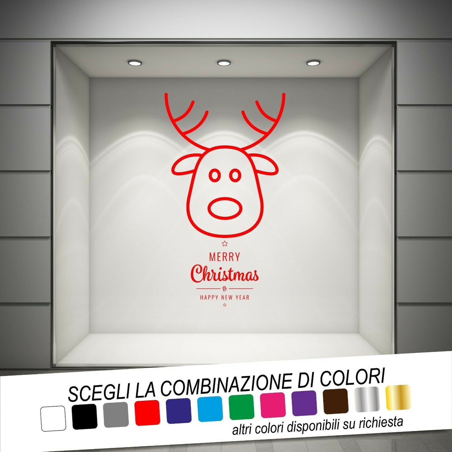 Adesivo per Allestimento Vetrine NATALE ALCE MERRY CHRISTMAS - tarasartigrafiche