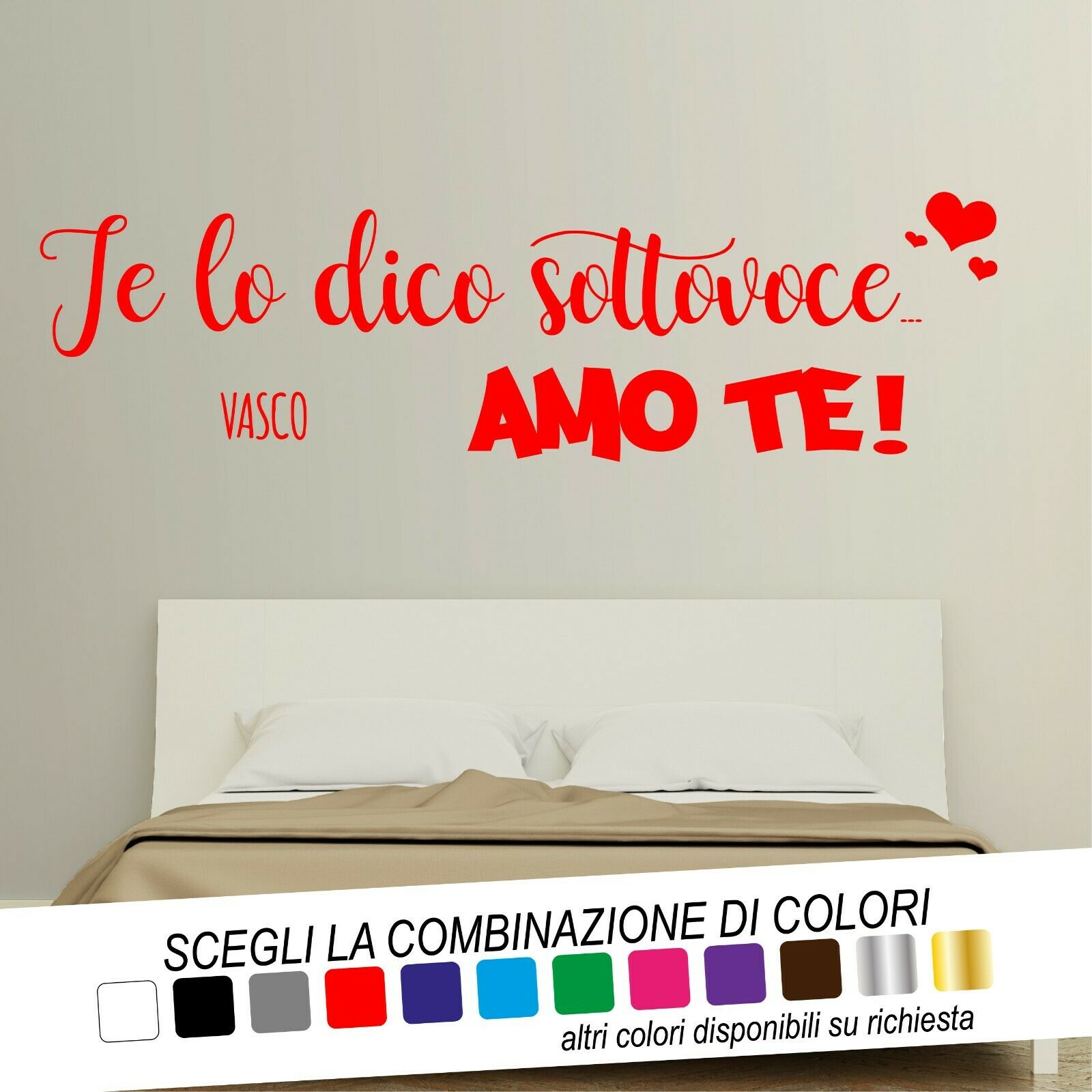 Adesivo Murale TE LO DICO SOTTOVOCE AMO TE (Vasco Rossi) - tarasartigrafiche