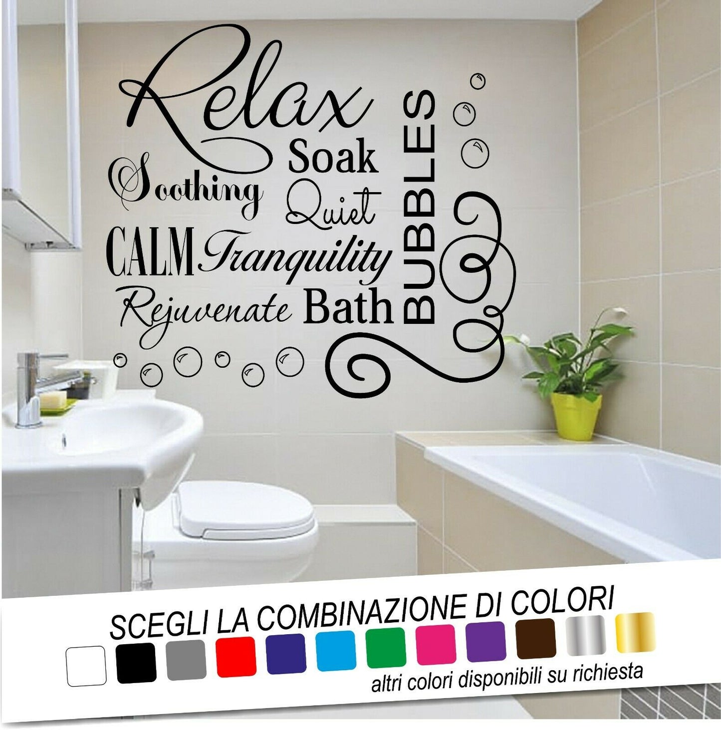 Adesivo Murale BAGNO RELAX BOLLE DI SAPONE - tarasartigrafiche