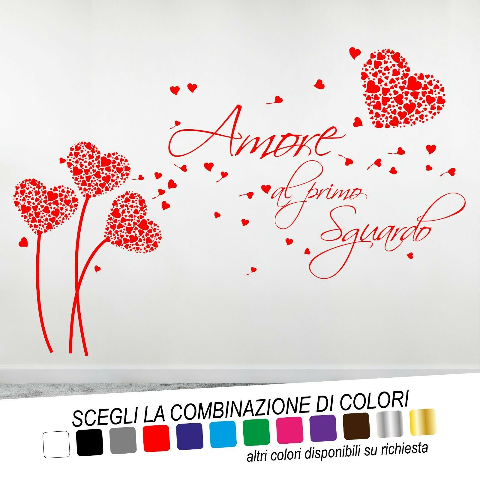 Adesivo Murale DENTI DI LEONE CUORI AMORE AL PRIMO SGUARDO - tarasartigrafiche