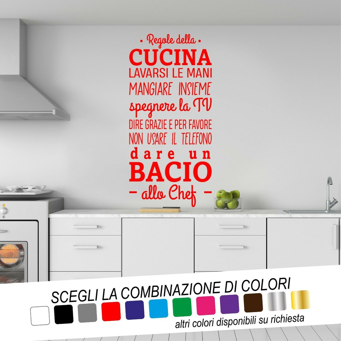 Adesivo Murale REGOLE CUCINA BACIO CHEF - tarasartigrafiche