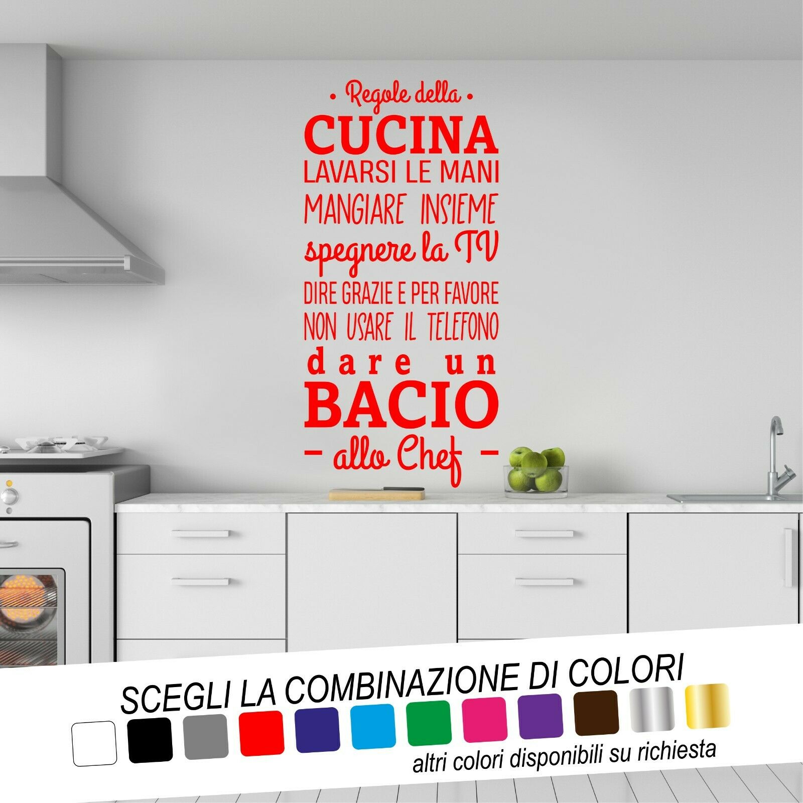 Adesivo Murale REGOLE CUCINA BACIO CHEF - tarasartigrafiche