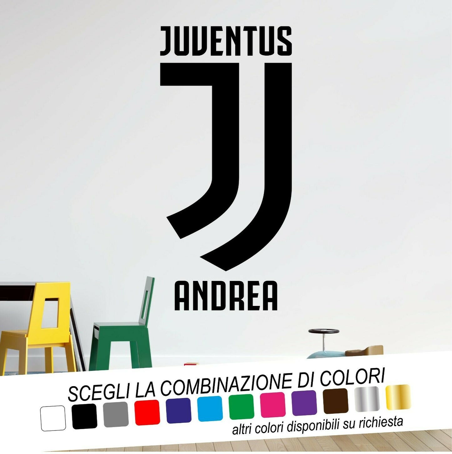 Adesivo Murale LOGO JUVENTUS NOME - tarasartigrafiche